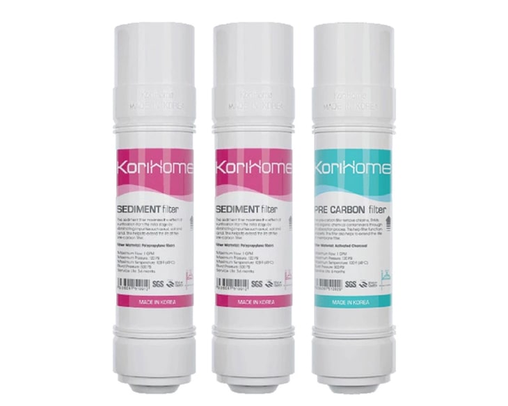 Bộ 3 Lõi Lọc Thô Korihome Gồm 2 Sediment Và 1 Pre Carbon